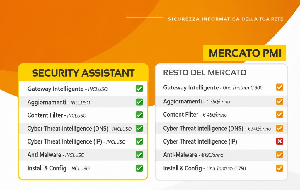 Tabella comparativa Security Assistant vs mercato PMI